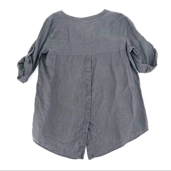 Ellen Tracy Linen Top Gray with Gold‎ Tassel Zipper Medium vacation - Picture 6 of 8